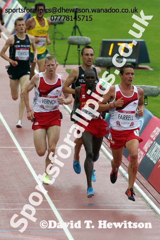 Tom Farrell (England) in the 5000 metres, 2014 Commonwealth Marathon, Glasgow. Photo: David T. Hewitson/Sports for All Pics